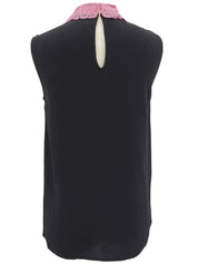 ハートレースノースリーブブラウス ブラック/ピンク