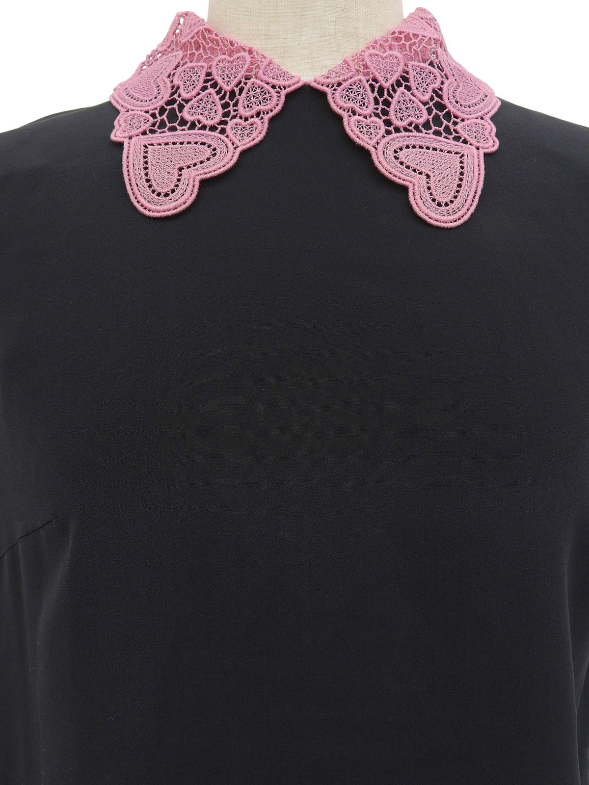 ハートレースノースリーブブラウス ブラック/ピンク