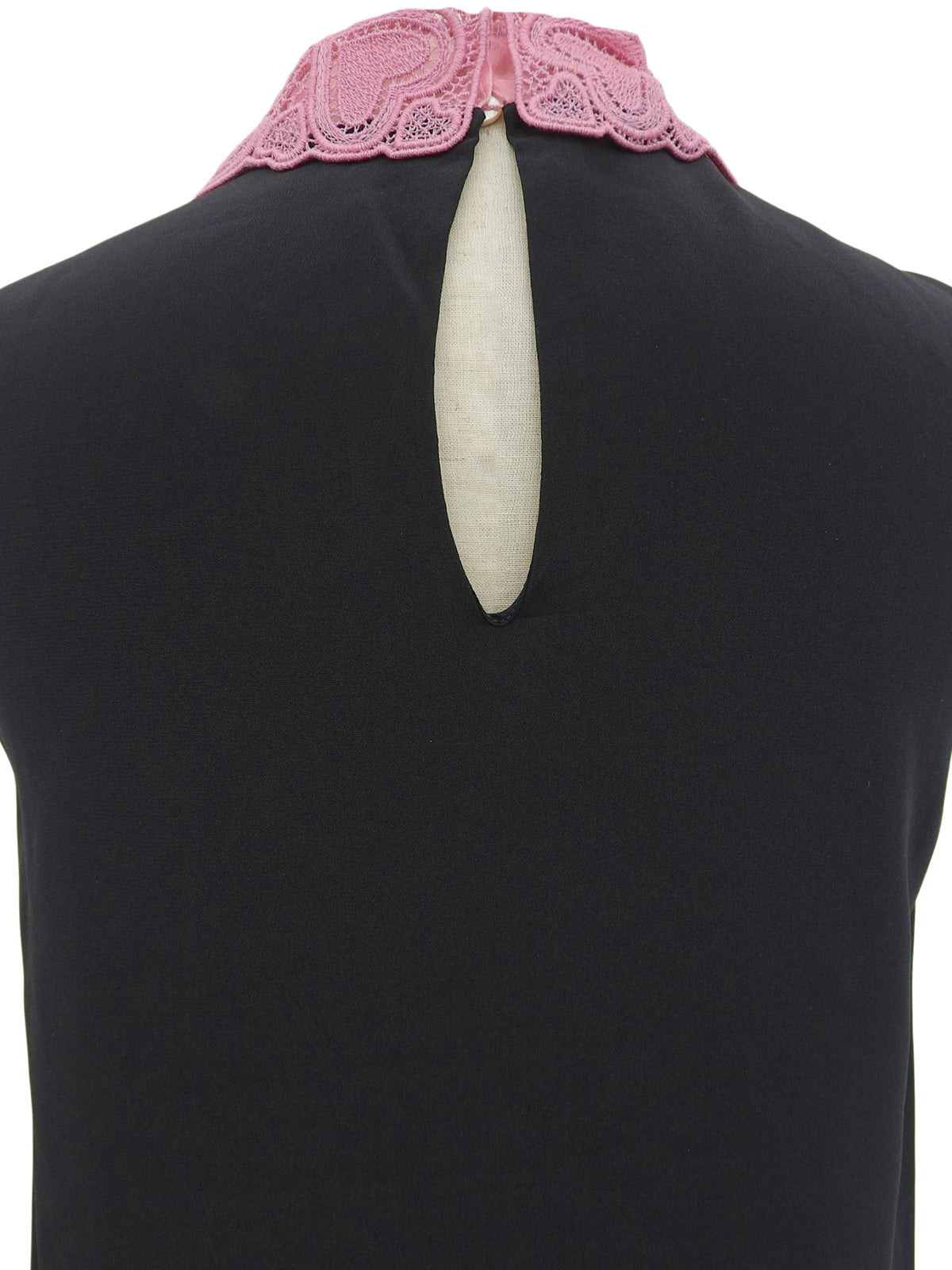 ハートレースノースリーブブラウス ブラック/ピンク