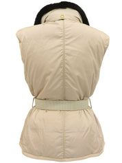 Fur waist belt down vest in beige