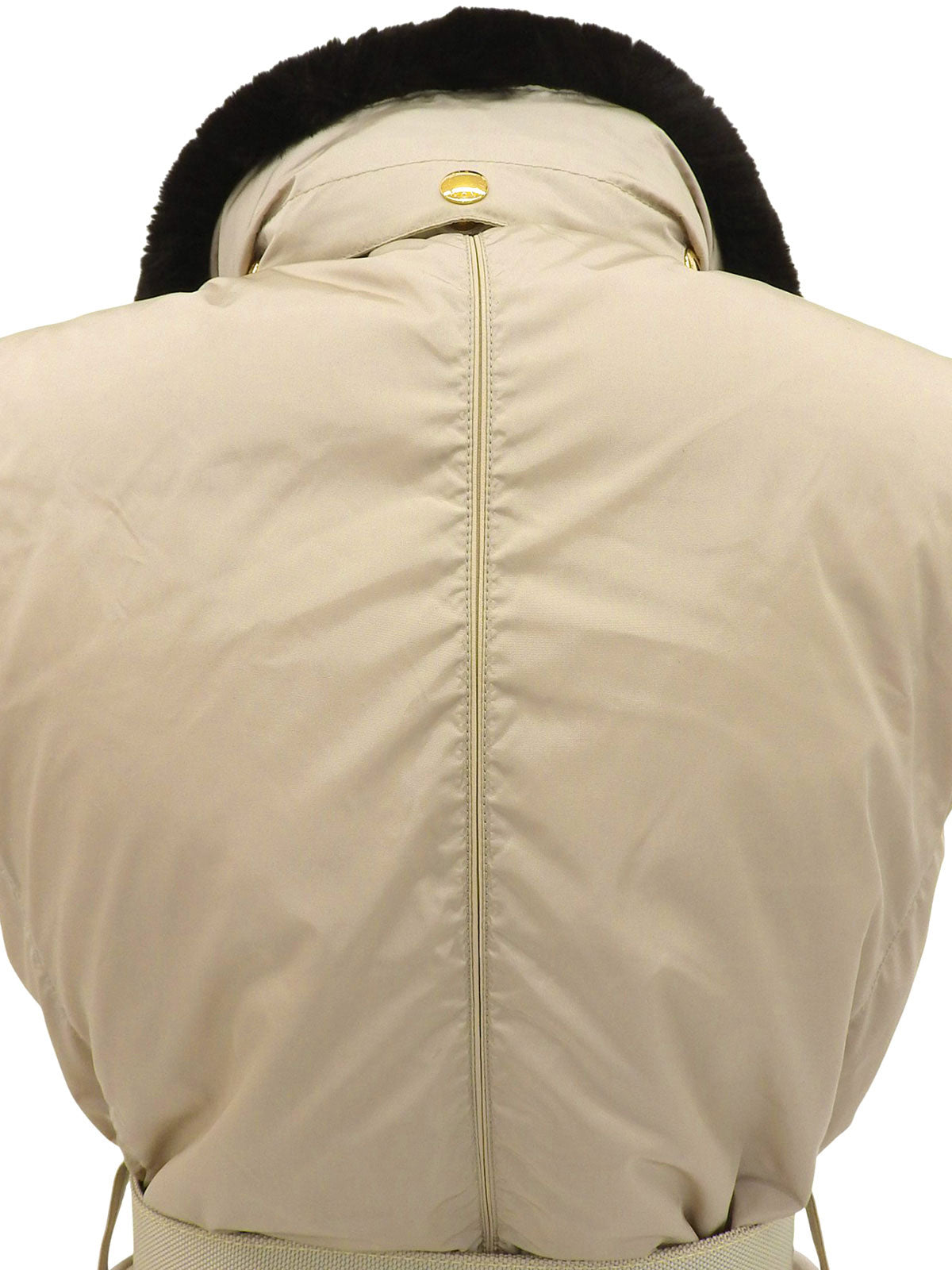 Fur waist belt down vest in beige