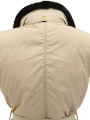 Fur waist belt down vest in beige