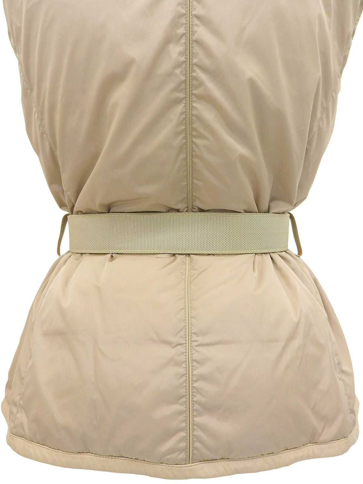 Fur waist belt down vest in beige