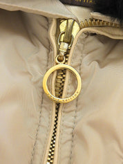 Fur waist belt down vest in beige