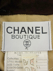 Tweed CC Mark Button Set in Beige/Brown