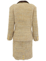 Tweed CC Mark Button Set-Up #36 Beige/Brown