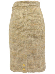 Tweed CC Mark Button Set in Beige/Brown