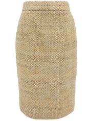 Tweed CC Mark Button Set in Beige/Brown