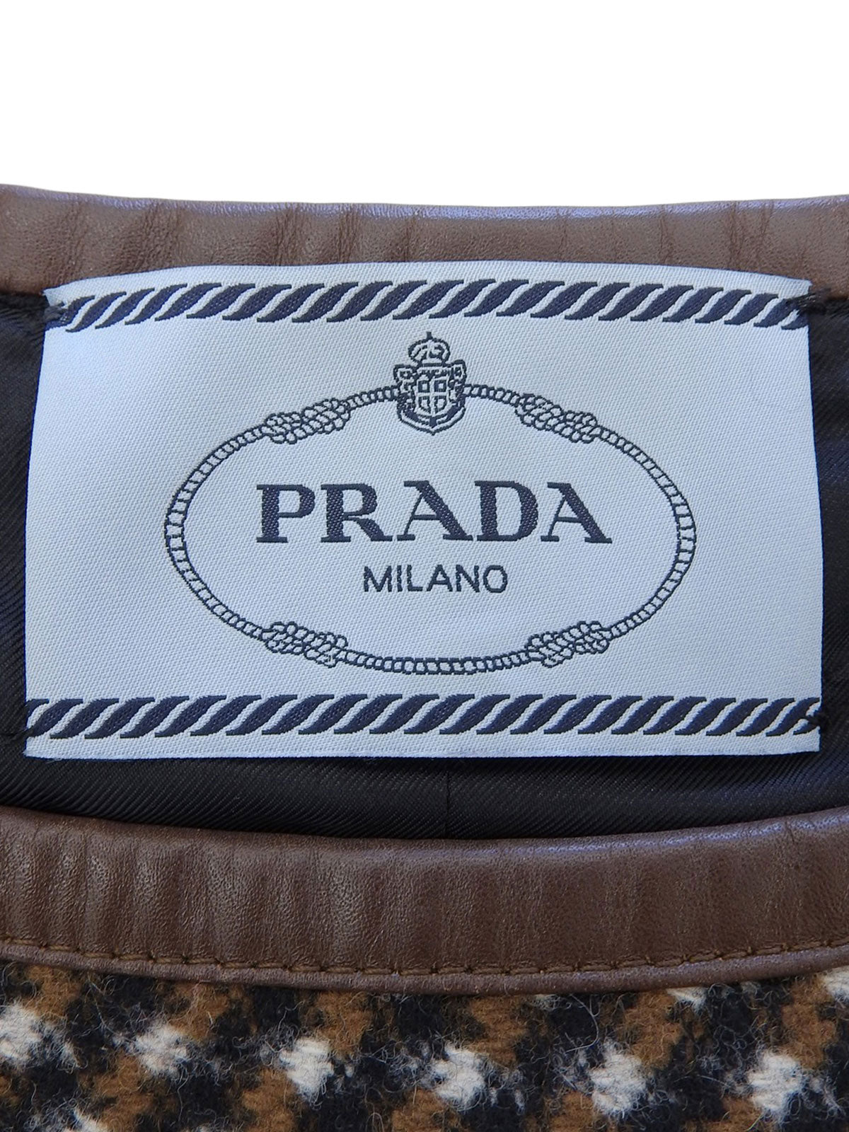 Leather Piping Sleeveless Dress Brown/Multi