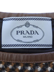 レザーパイピングノースリーブワンピース ブラウン/マルチ