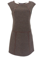 Leather Piping Sleeveless Dress Brown/Multi