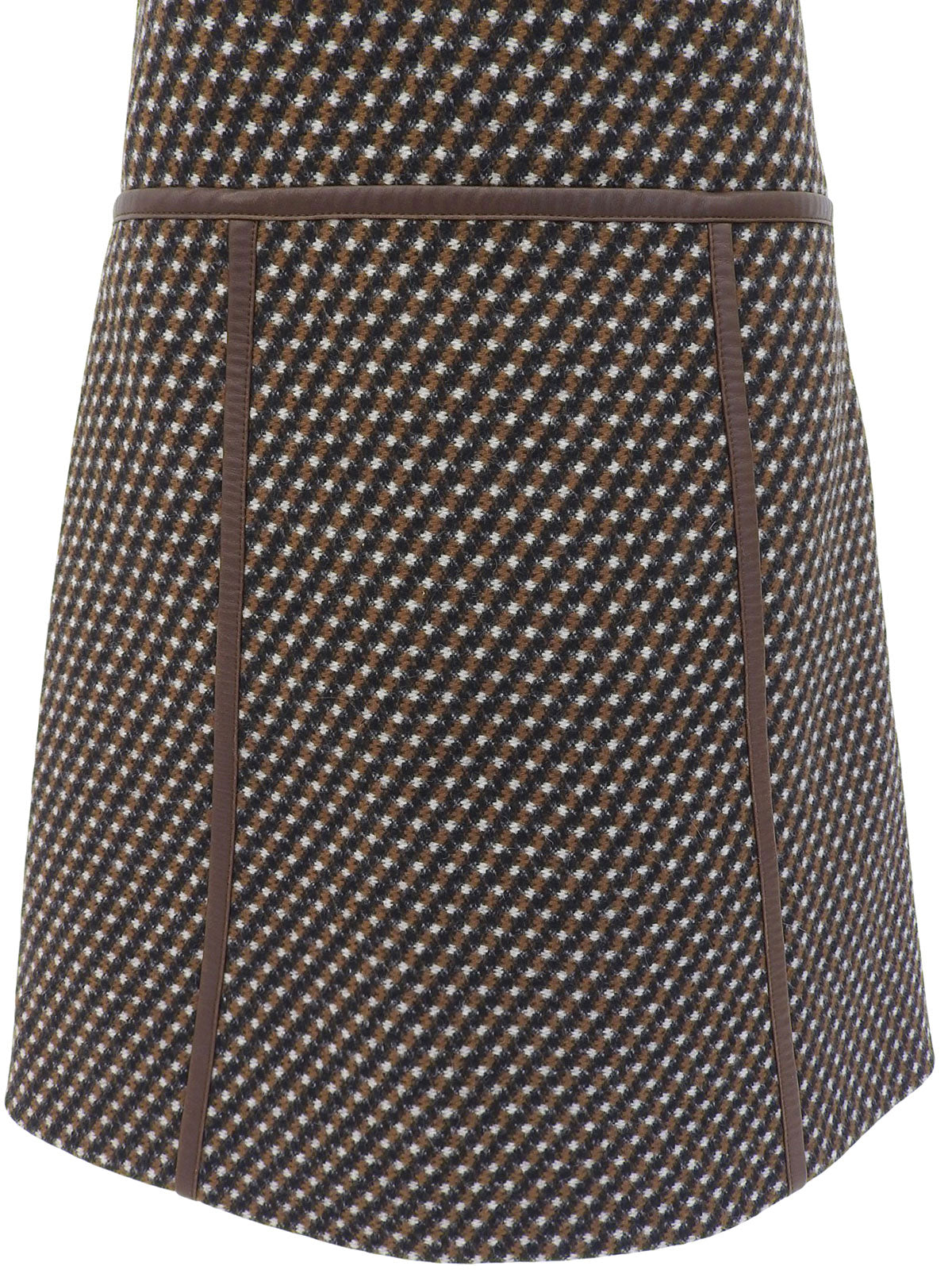 Leather Piping Sleeveless Dress #38 Brown/Multi