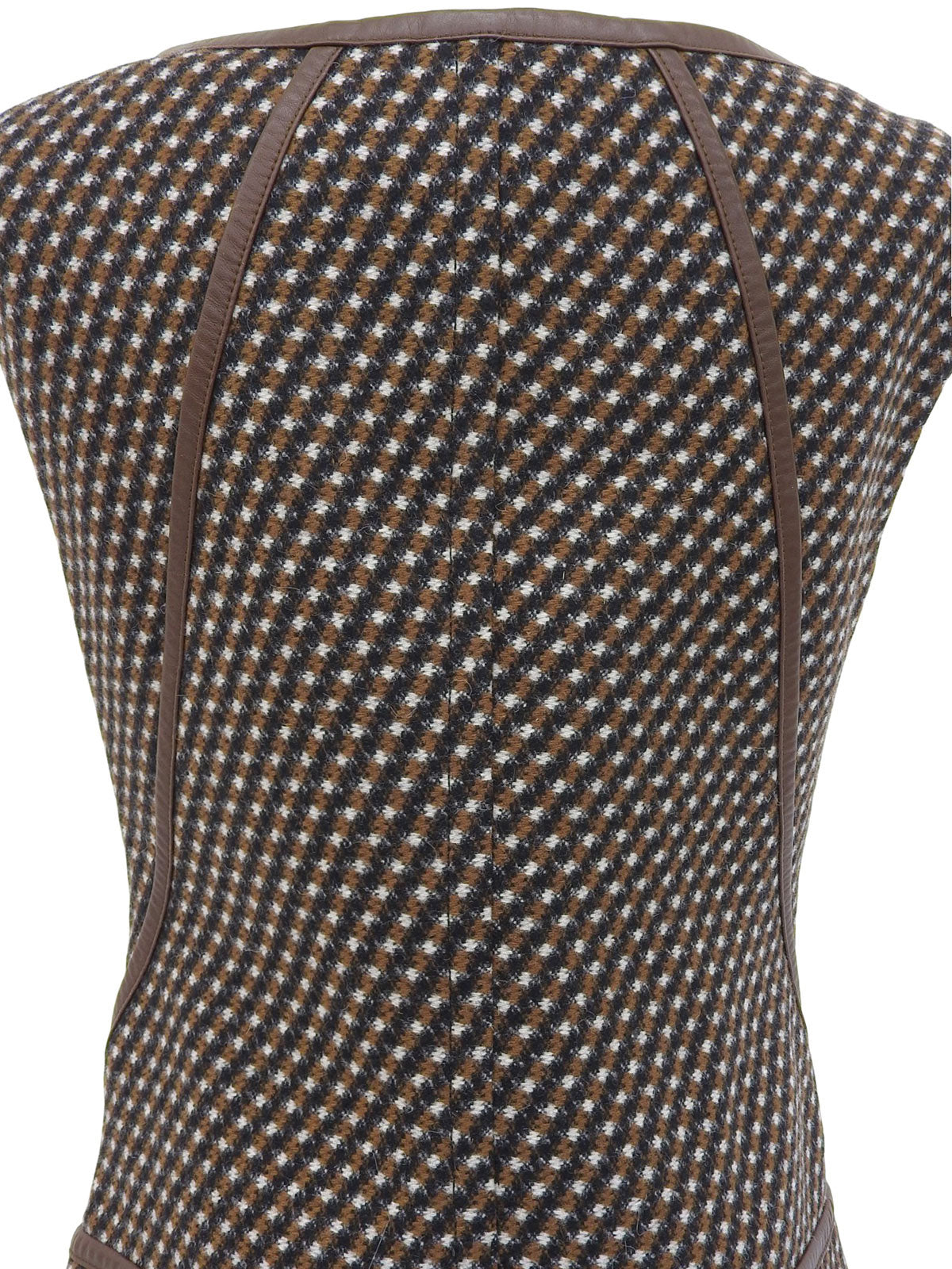 Leather Piping Sleeveless Dress Brown/Multi