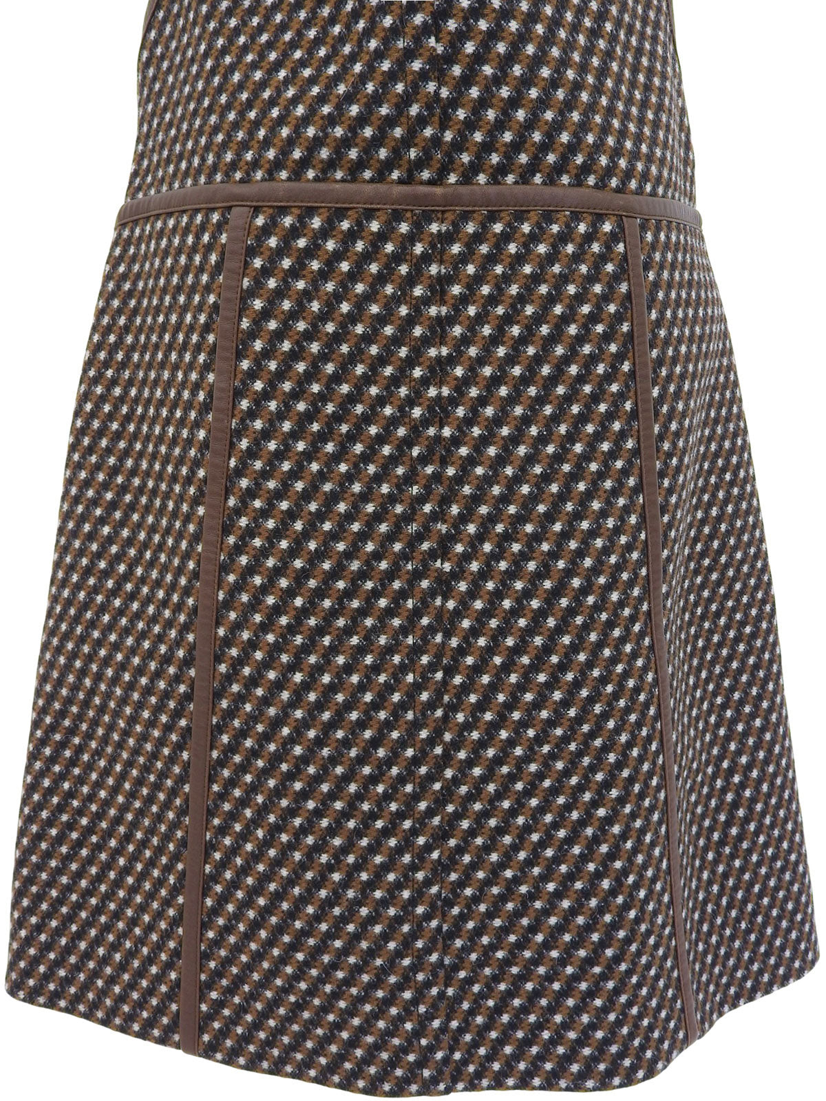 Leather Piping Sleeveless Dress #38 Brown/Multi