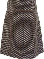 Leather Piping Sleeveless Dress #38 Brown/Multi