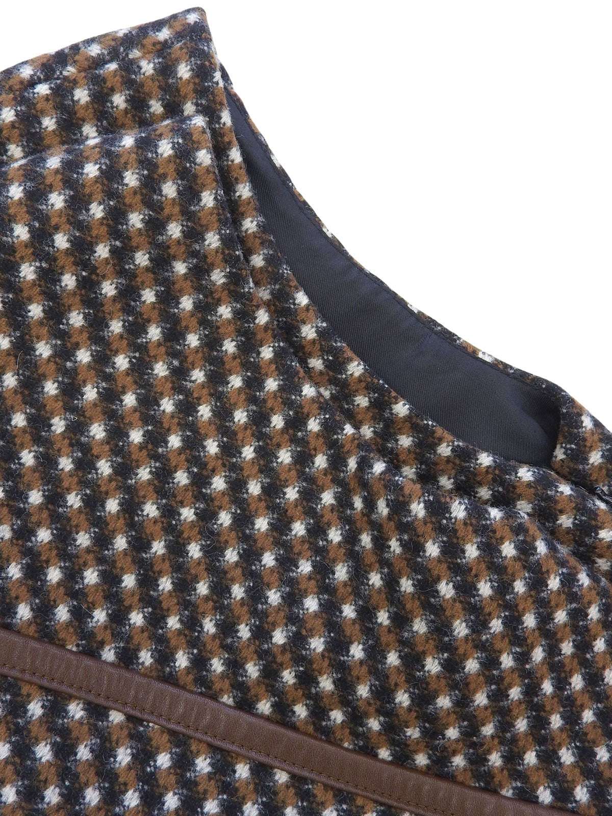 Leather Piping Sleeveless Dress Brown/Multi