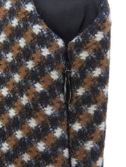 Leather Piping Sleeveless Dress #38 Brown/Multi