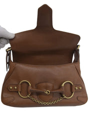 Horsebit Plate Shoulder Bag Brown