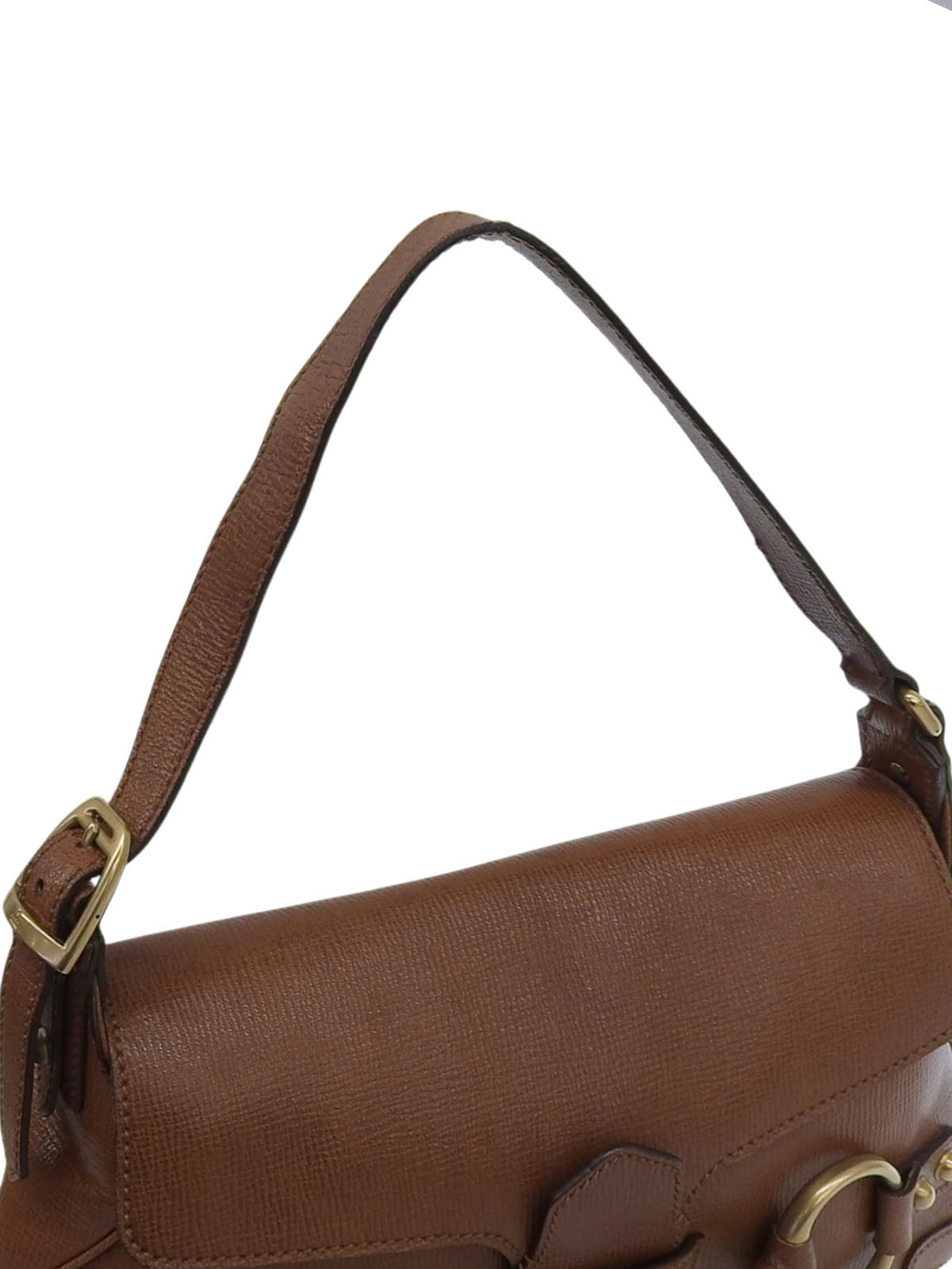 Horsebit Plate Shoulder Bag Brown