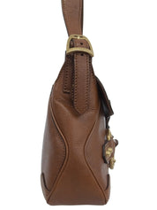 Horsebit Plate Shoulder Bag Brown