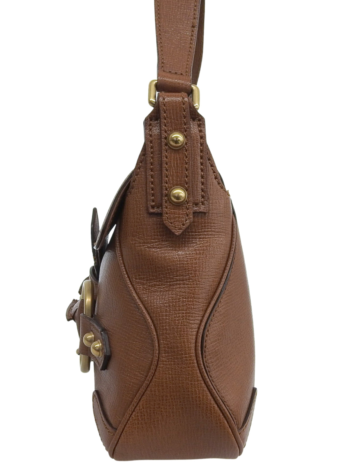Horsebit Plate Shoulder Bag Brown
