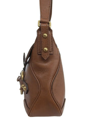 Horsebit Plate Shoulder Bag Brown