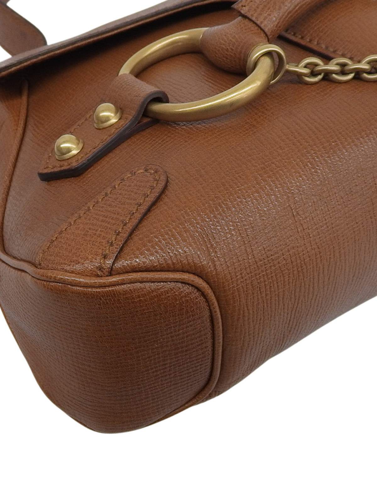Horsebit Plate Shoulder Bag Brown
