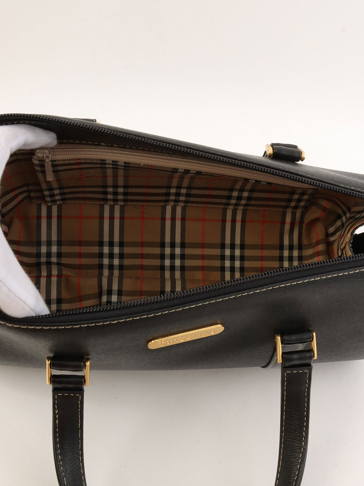 ロゴプレートハンドバッグ ブラック