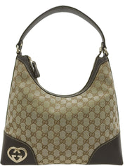 Canvas GG Pattern One-Shoulder Bag in Beige