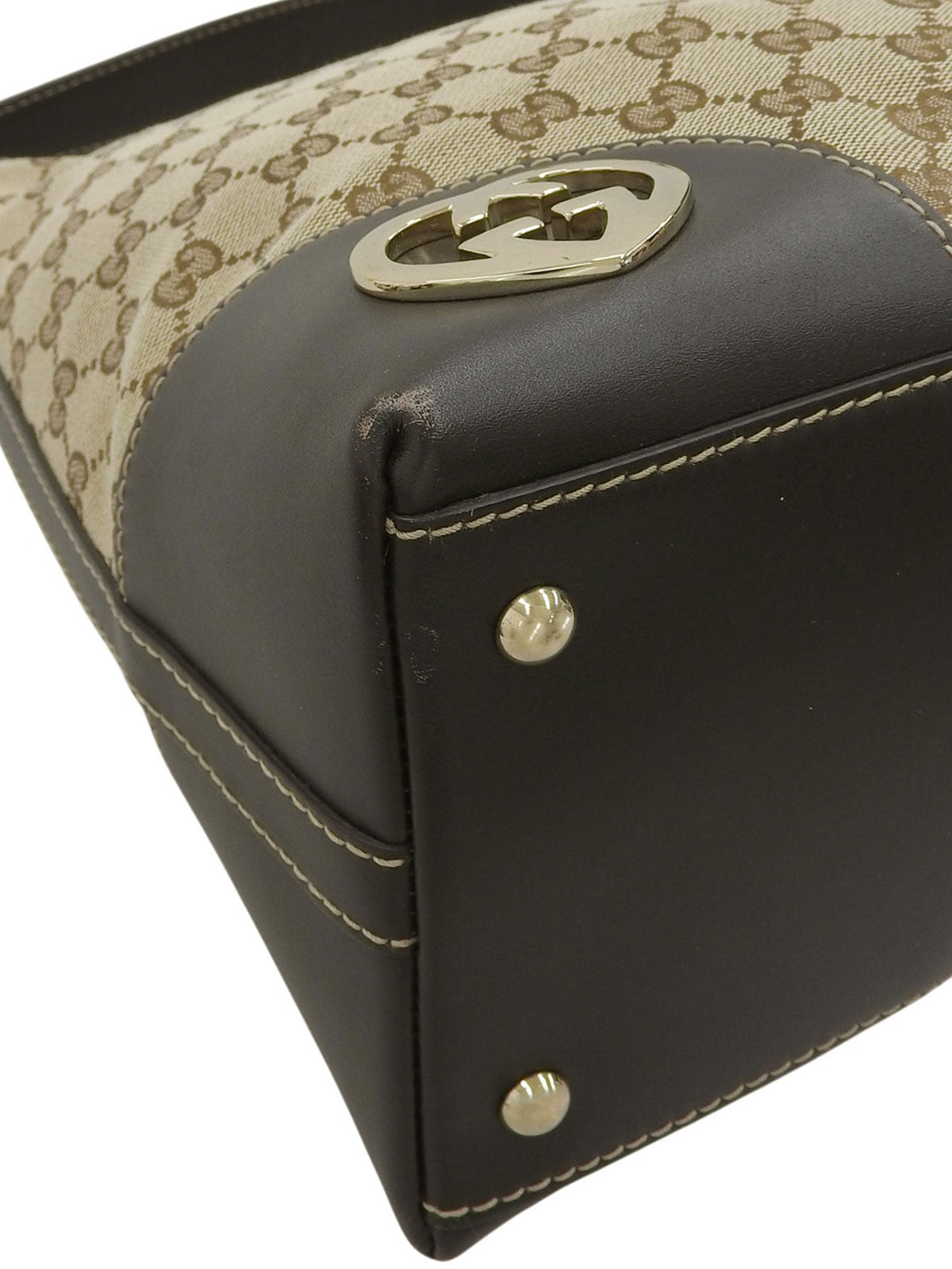 Canvas GG Pattern One-Shoulder Bag in Beige