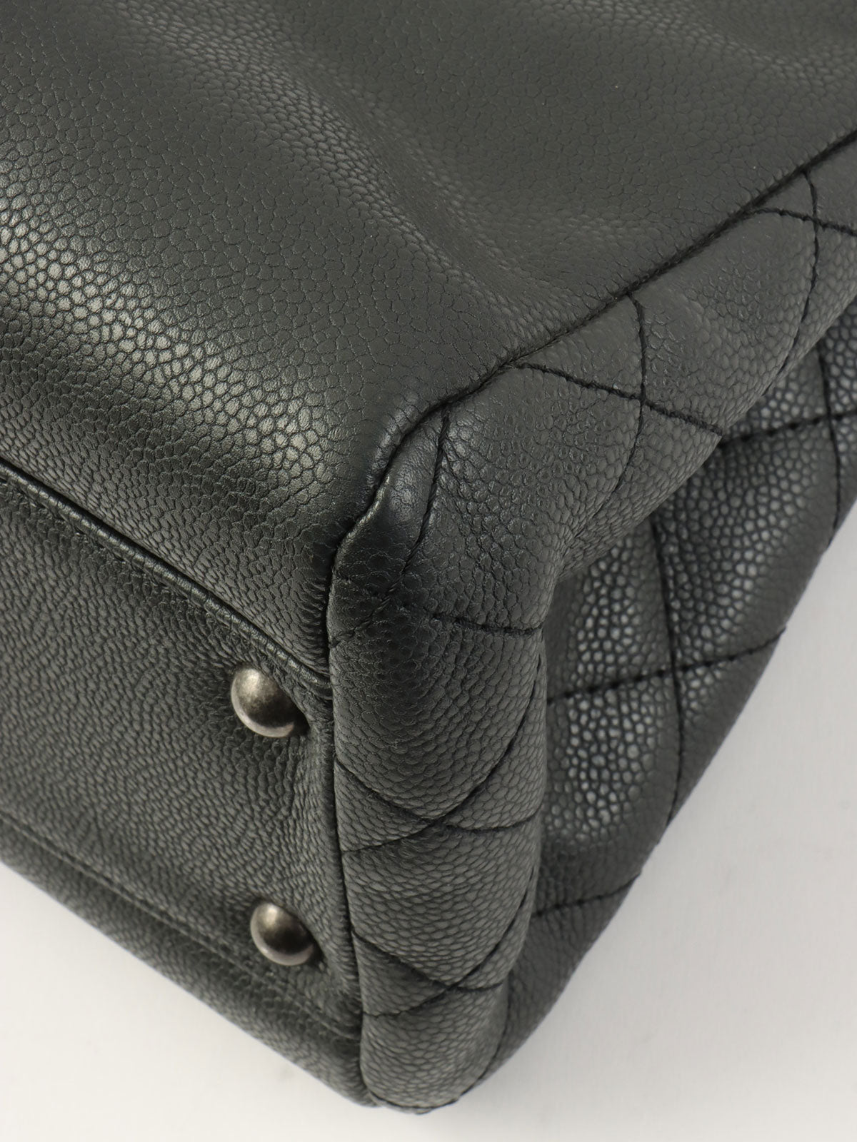 2016 鱼子酱纹理 CC 标志链条手提包 灰色