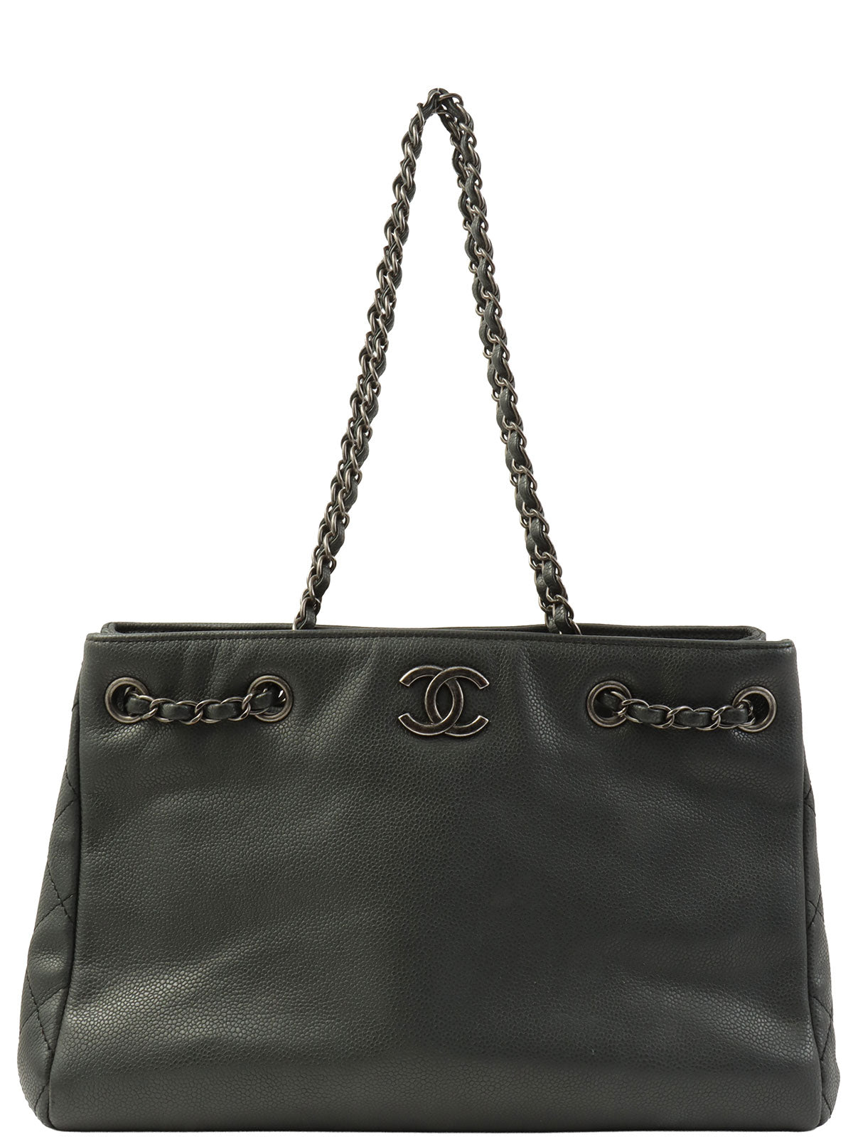 2016 鱼子酱纹理 CC 标志链条手提包 灰色