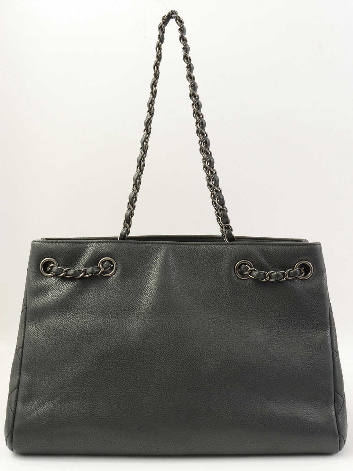 2016 鱼子酱纹理 CC 标志链条手提包 灰色