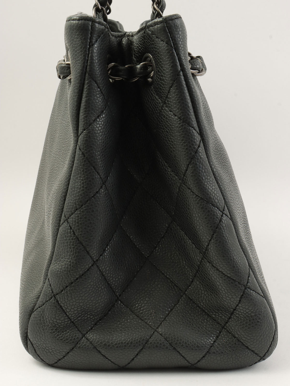 2016 鱼子酱纹理 CC 标志链条手提包 灰色