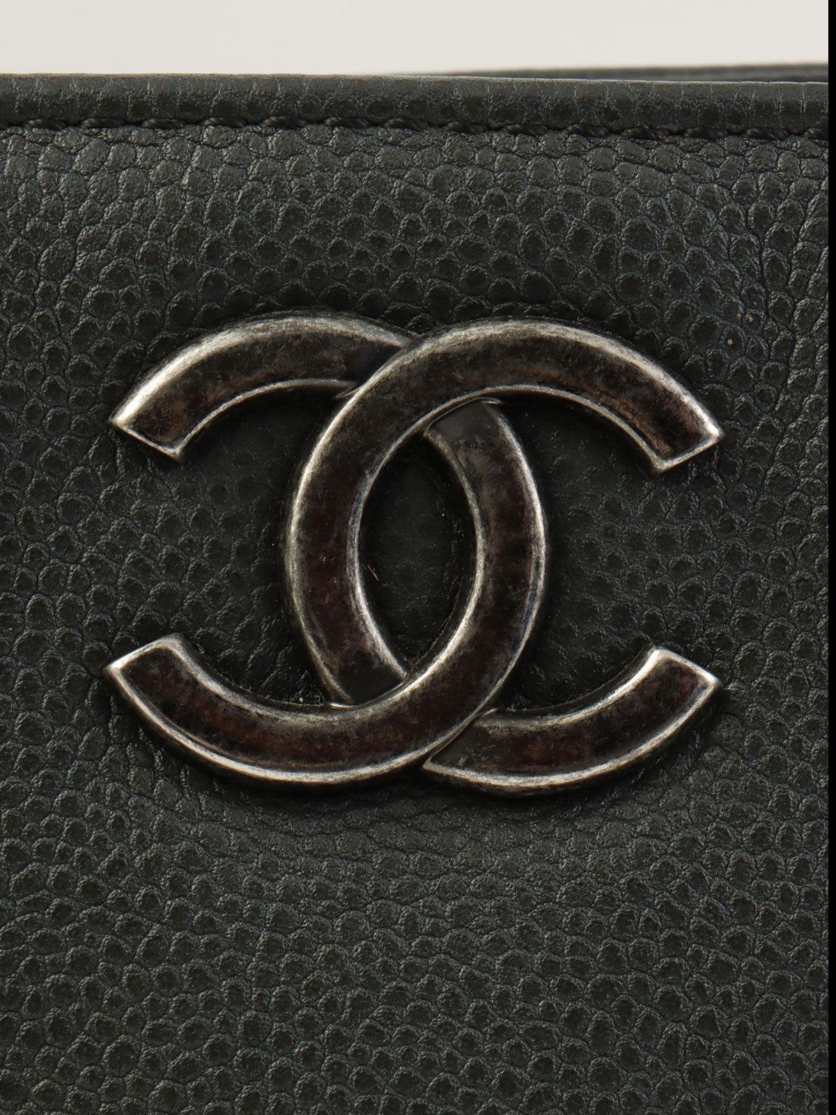 2016 鱼子酱纹理 CC 标志链条手提包 灰色