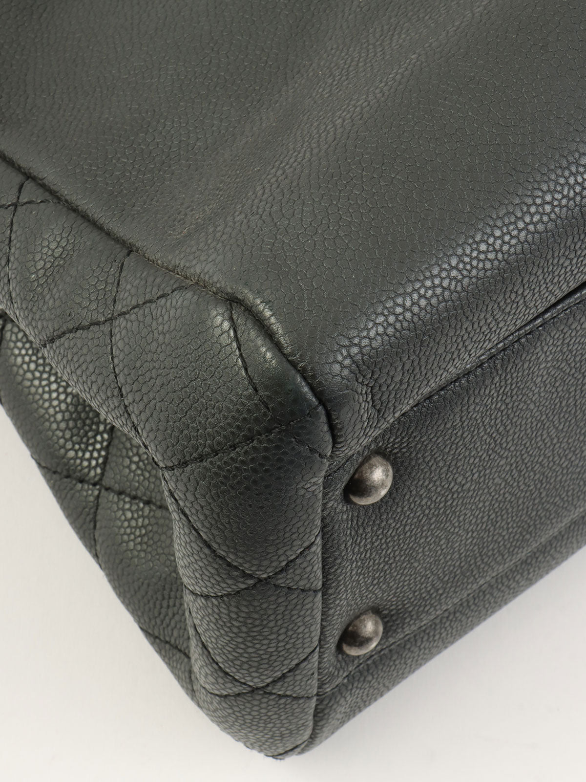 2016 鱼子酱纹理 CC 标志链条手提包 灰色