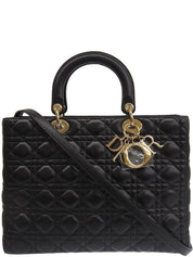 Lady Dior Cannage Stitch 两用包 L 黑色
