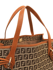 FF Zucchino Pattern Logo Charm Tote Bag, Beige