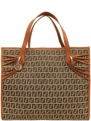 FF Zucchino Pattern Logo Charm Tote Bag, Beige