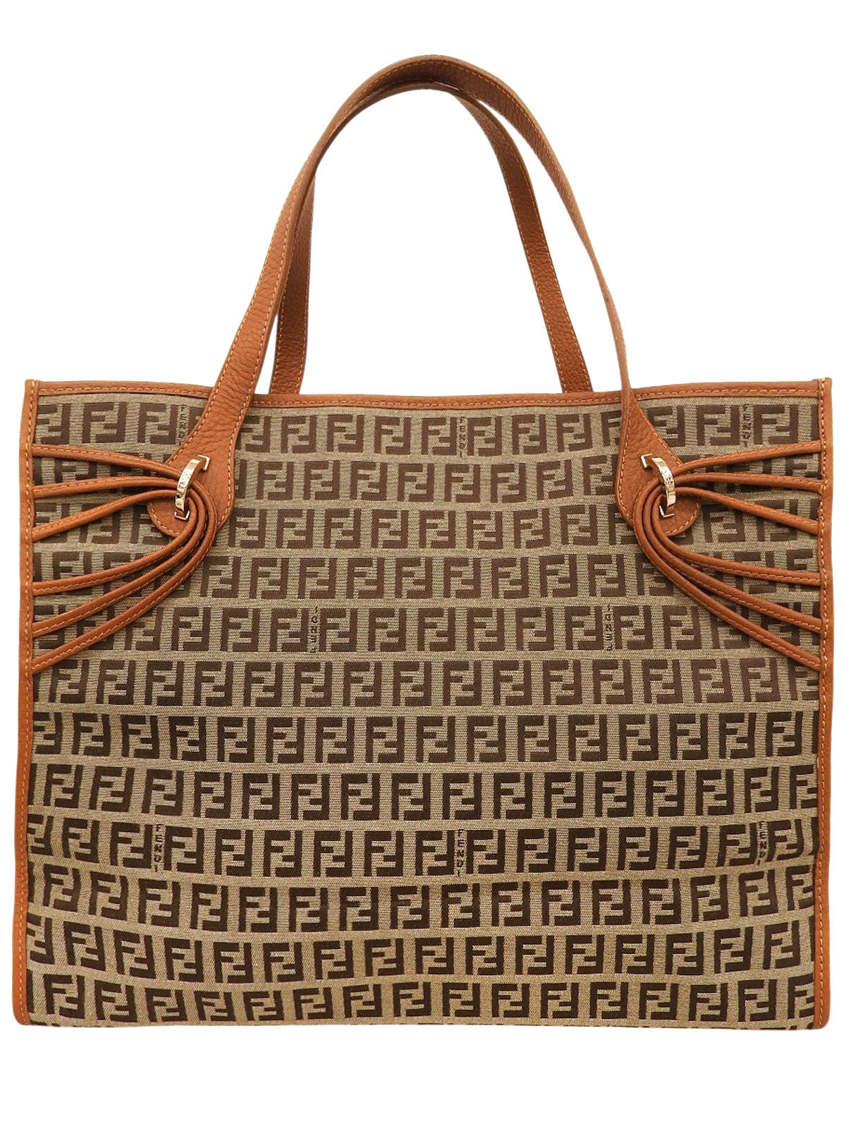 FF Zucchino Pattern Logo Charm Tote Bag, Beige