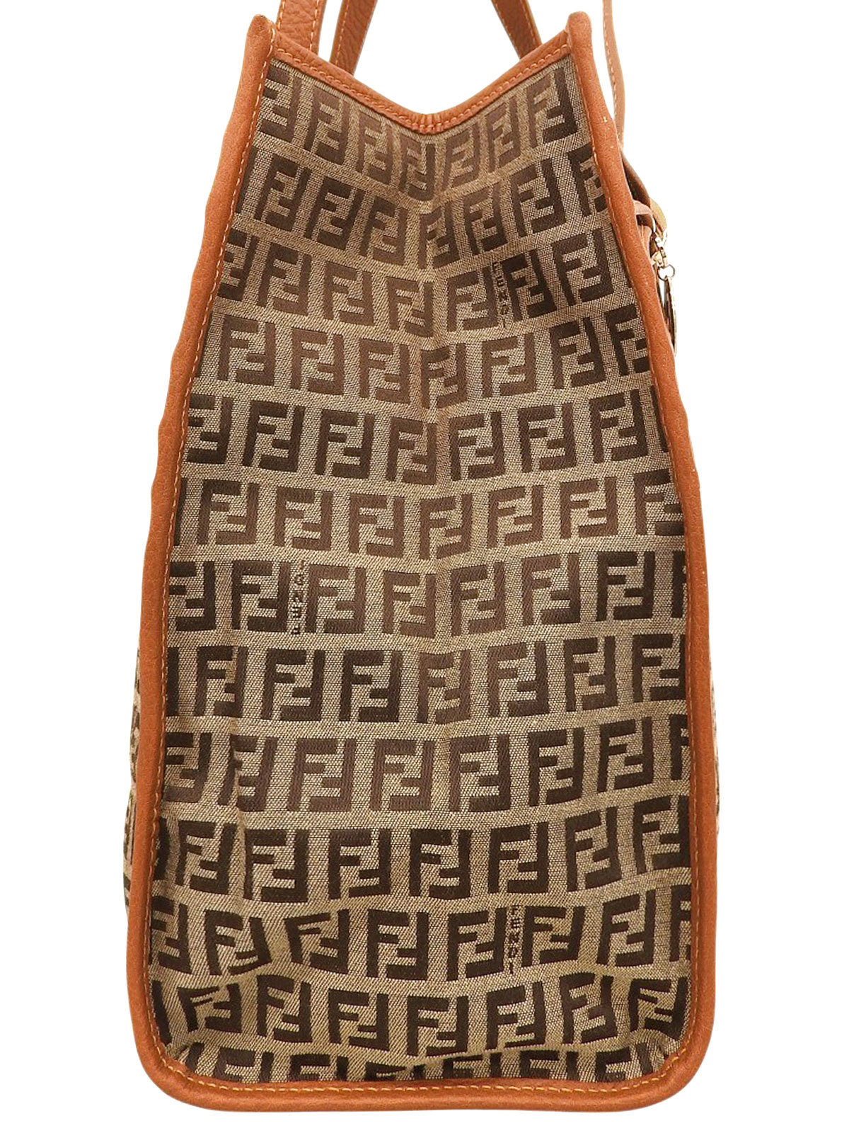 FF Zucchino Pattern Logo Charm Tote Bag, Beige