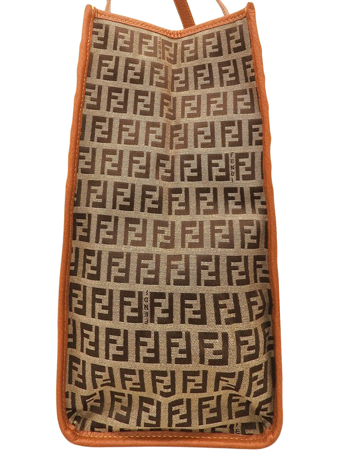 FF Zucchino Pattern Logo Charm Tote Bag, Beige