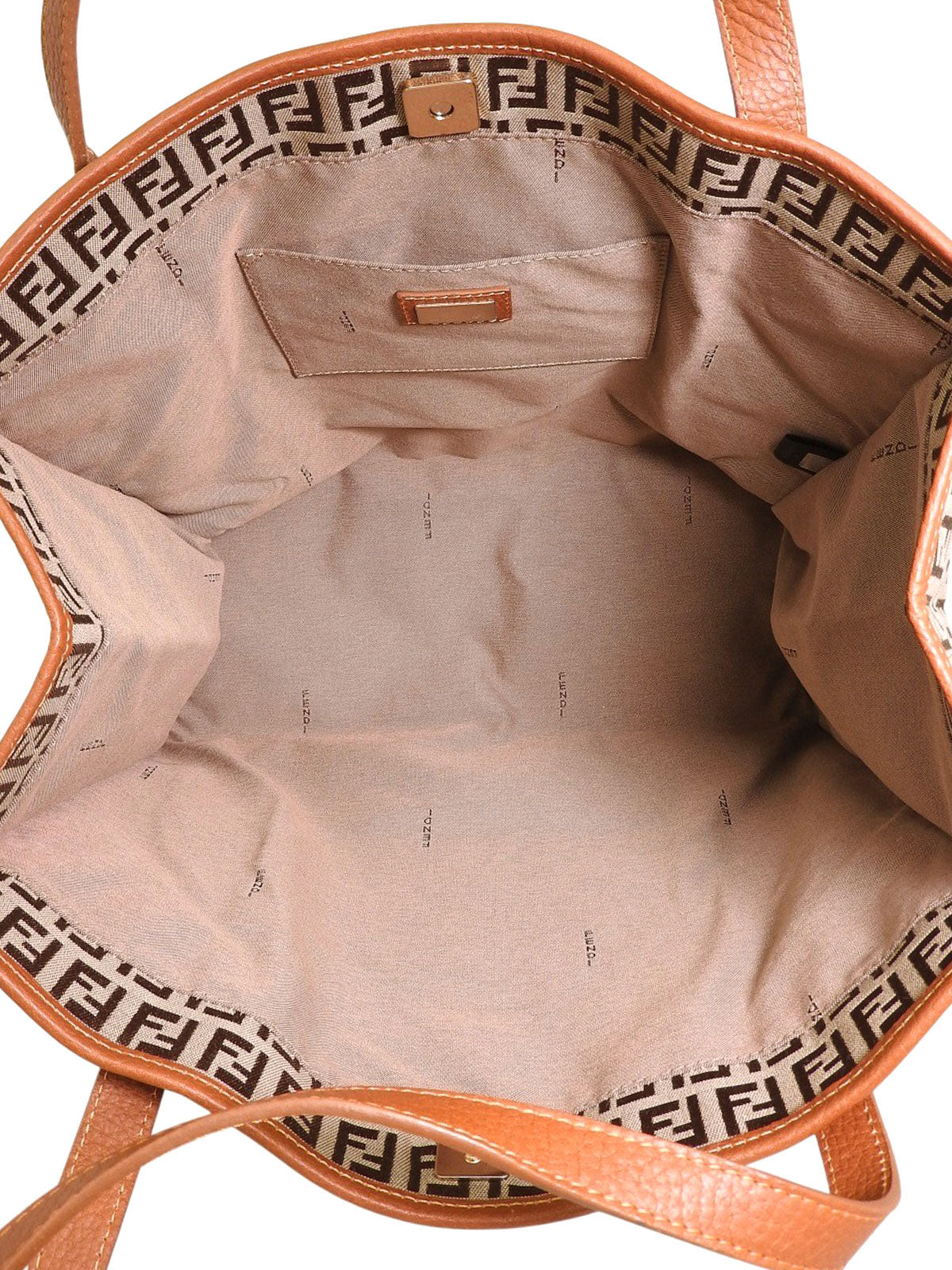 FF Zucchino Pattern Logo Charm Tote Bag, Beige