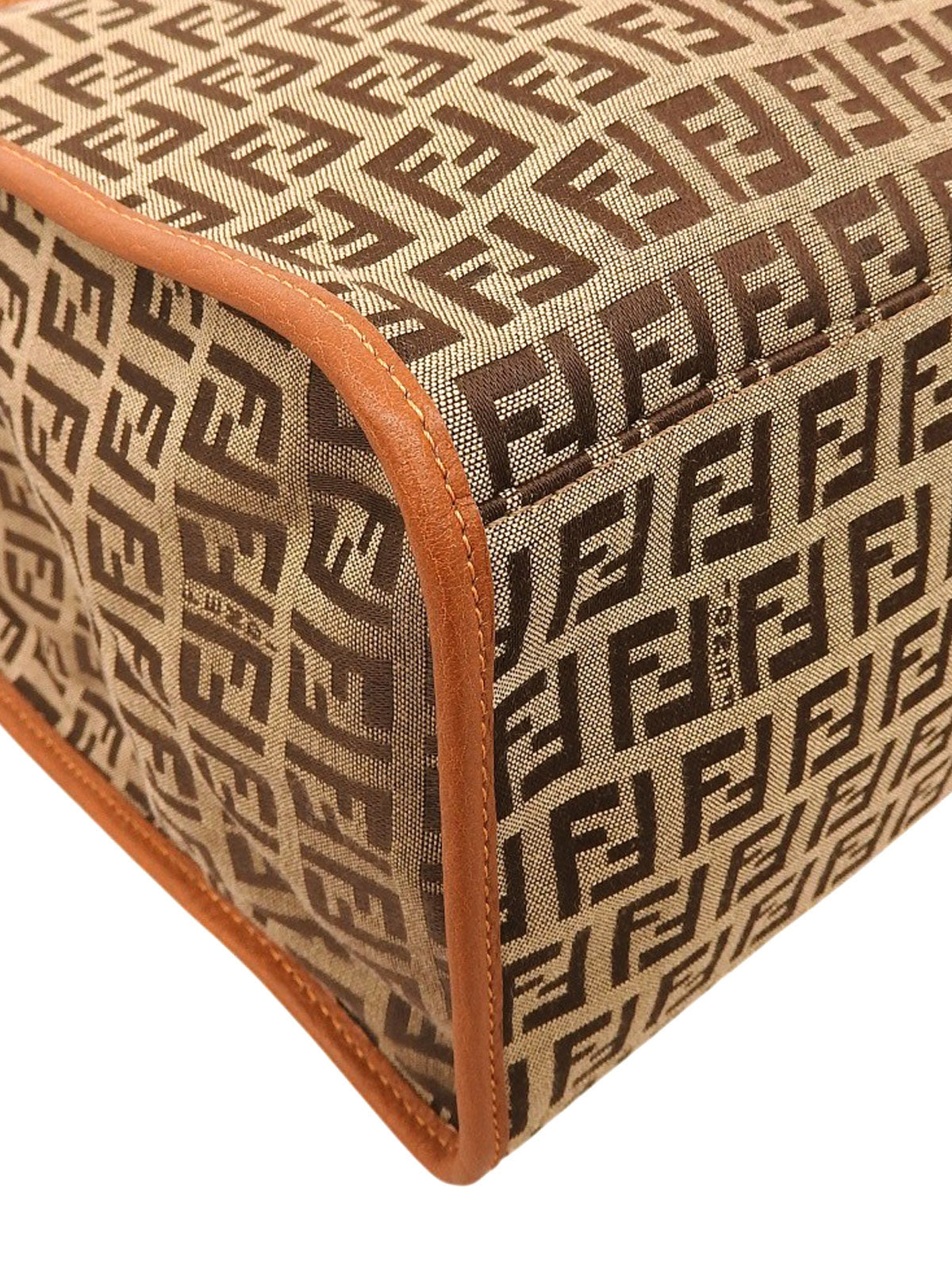 FF Zucchino Pattern Logo Charm Tote Bag, Beige