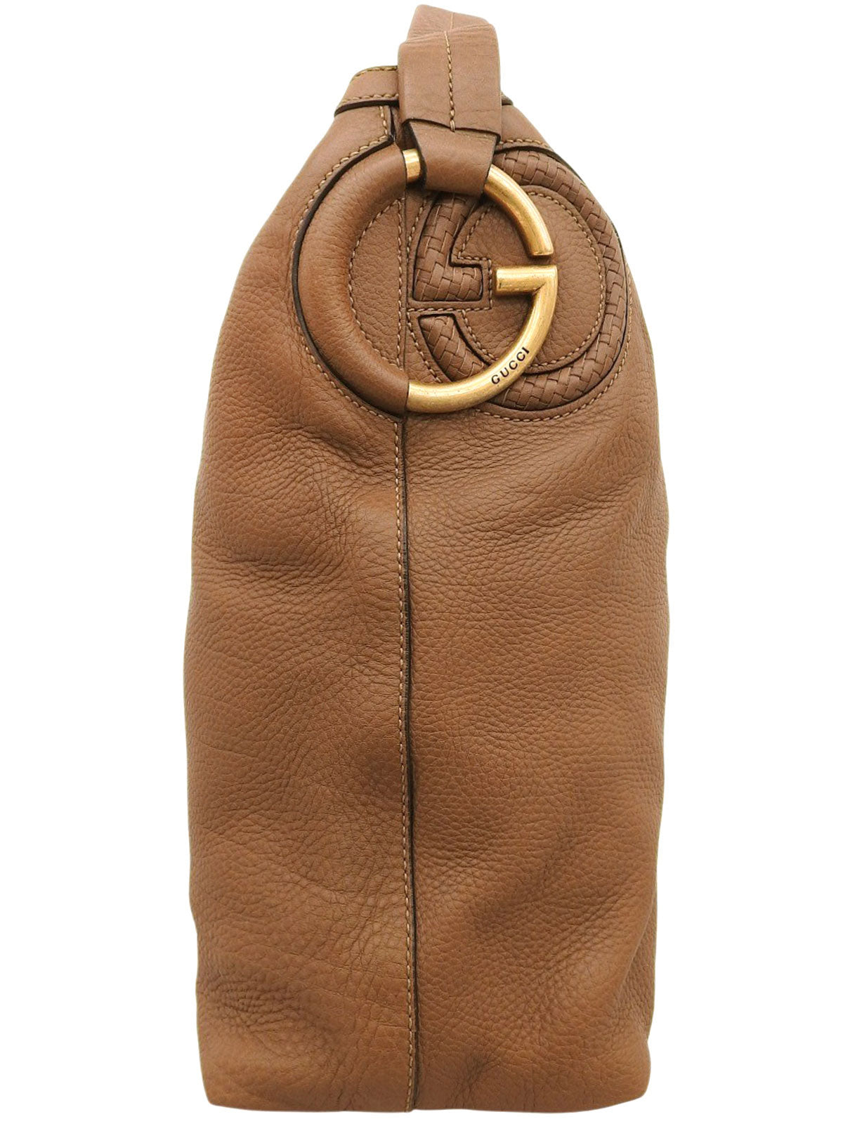 棕色侧扣式单肩包