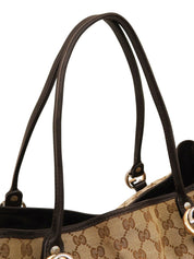Beige Canvas GG Pattern Interlocking Tote Bag