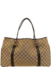 Beige Canvas GG Pattern Interlocking Tote Bag