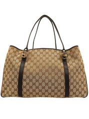 Beige Canvas GG Pattern Interlocking Tote Bag