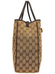 Beige Canvas GG Pattern Interlocking Tote Bag