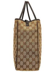 Beige Canvas GG Pattern Interlocking Tote Bag